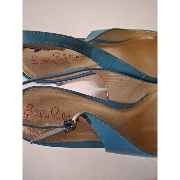LILY PULITZER Women's Blue Kitten Pump Heel Sling Back Shoes Size 10 - Picture 5 of 11